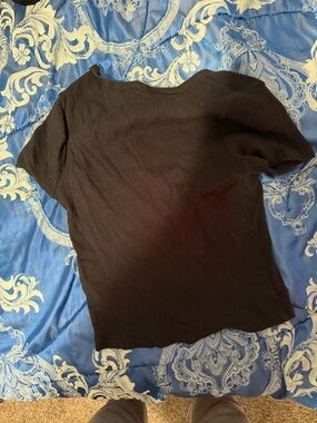 Classic Black Ribbed Short-Sleeve Top